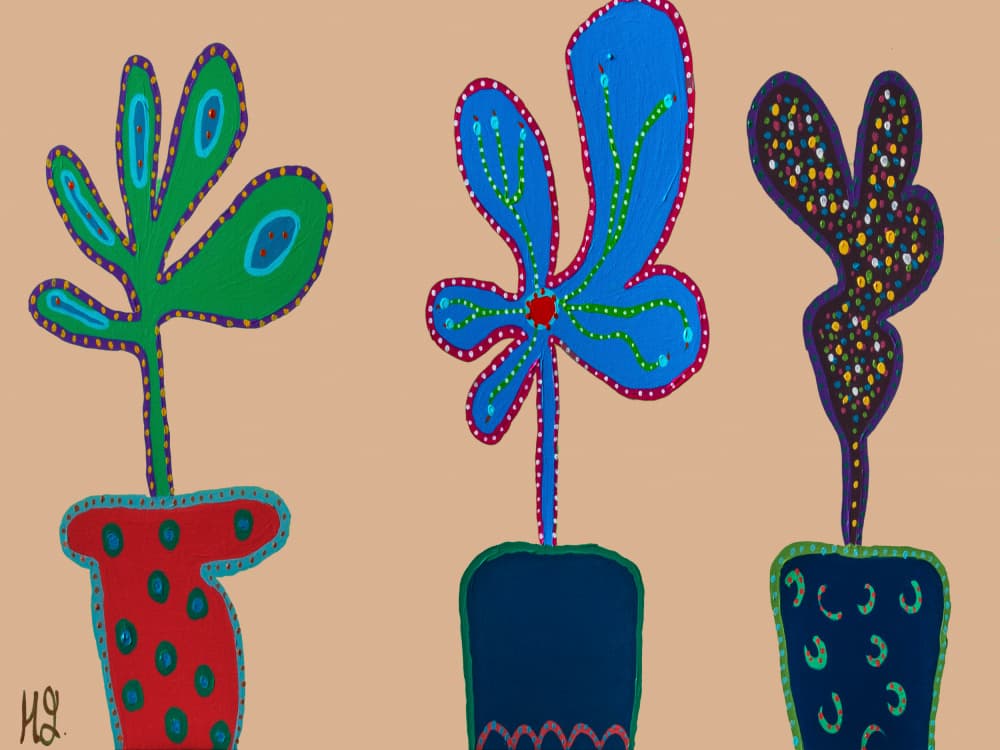 Playful Potted Plants by Helen Joynson — canvas wall art