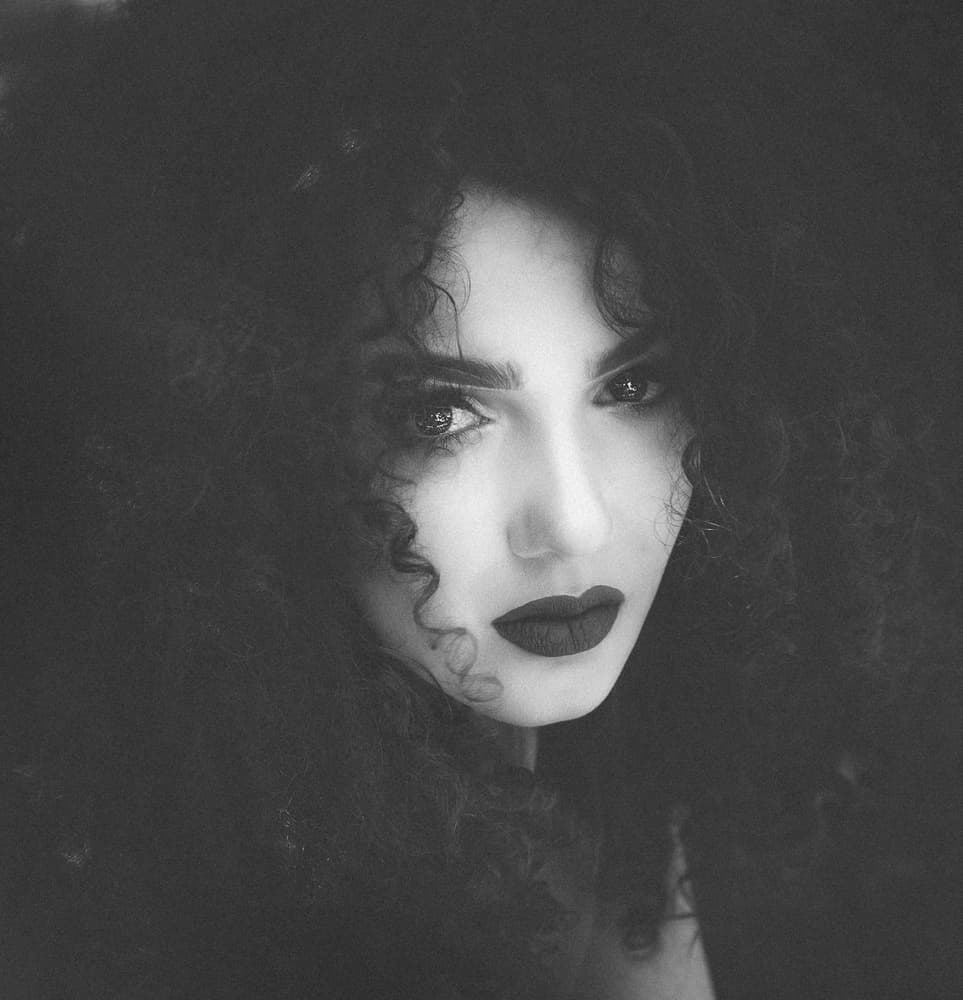 Intense Curly Hair Portrait by Farid Kazamil — canvas wall art