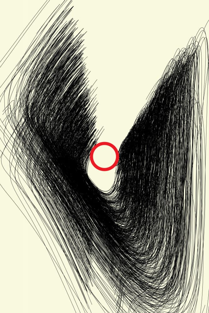 Dynamic Black Lines Red Circle by Petr Strnad — canvas wall art