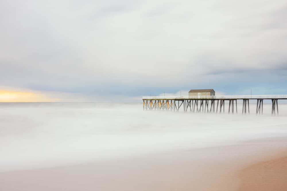 Misty Ocean Pier by Herbert Rong — canvas wall art