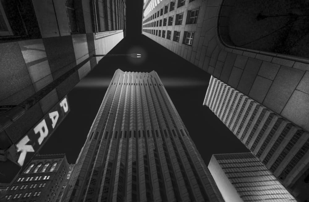 Towering City Night by Jiahong Zeng — canvas wall art