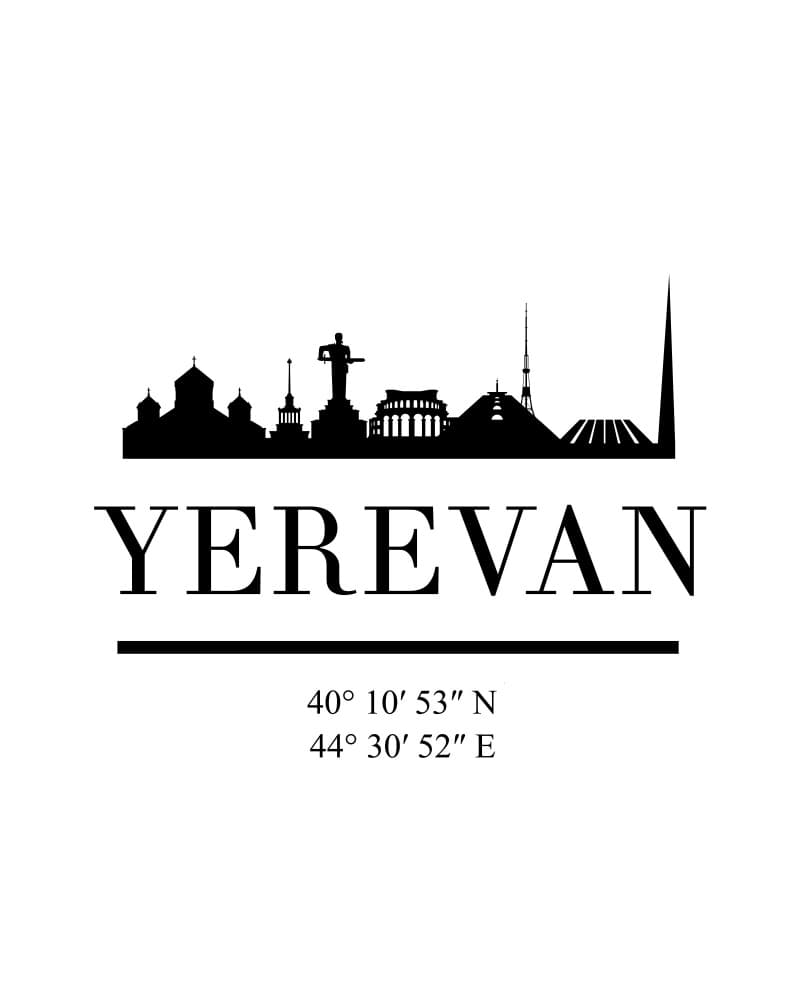 Yerevan City Silhouette by Emiliano Deificus — canvas wall art