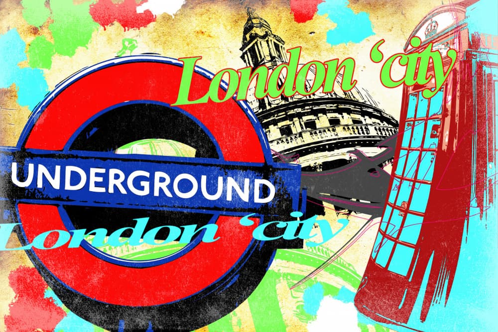 London Collage 18 by Rafal Kulik — canvas wall art