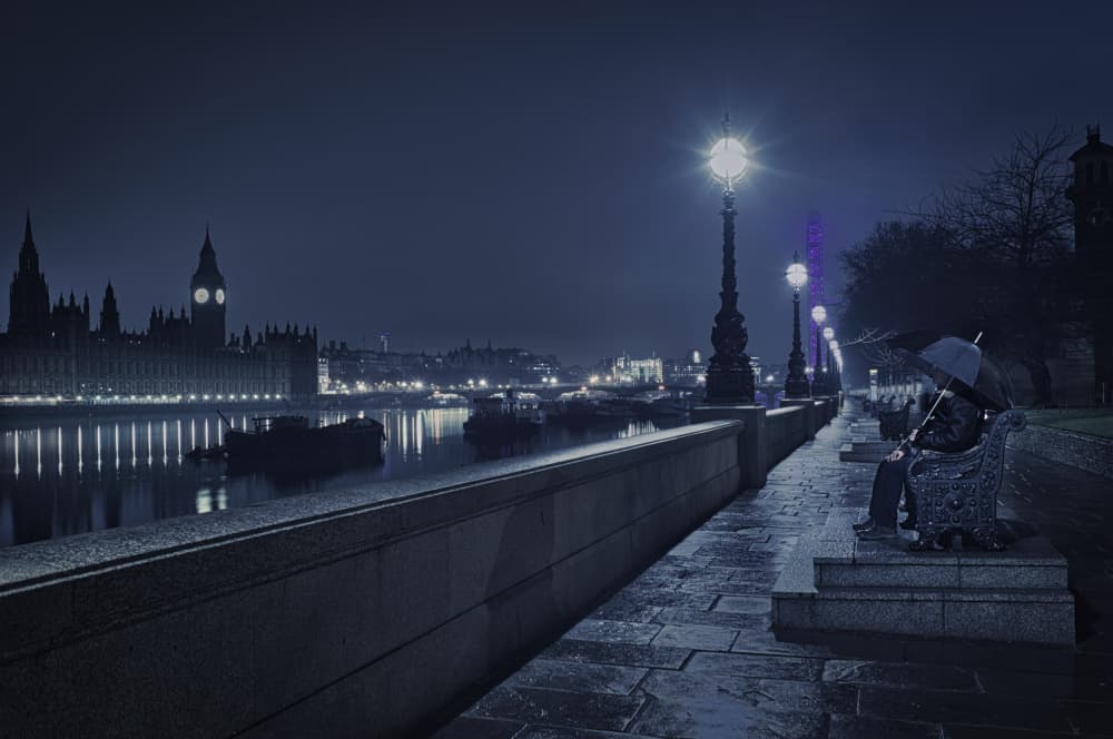 London Rainy Night by Peter Davidson — canvas wall art