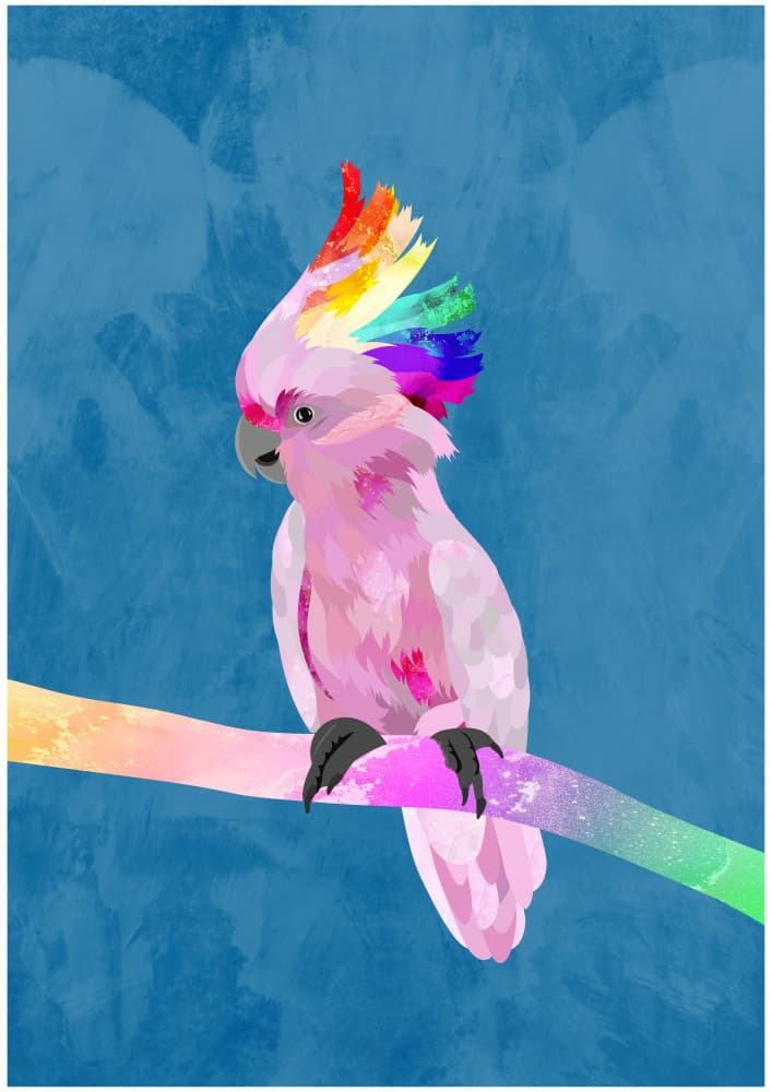 Pink Rainbow Parrot by Sarah Manovski — canvas wall art