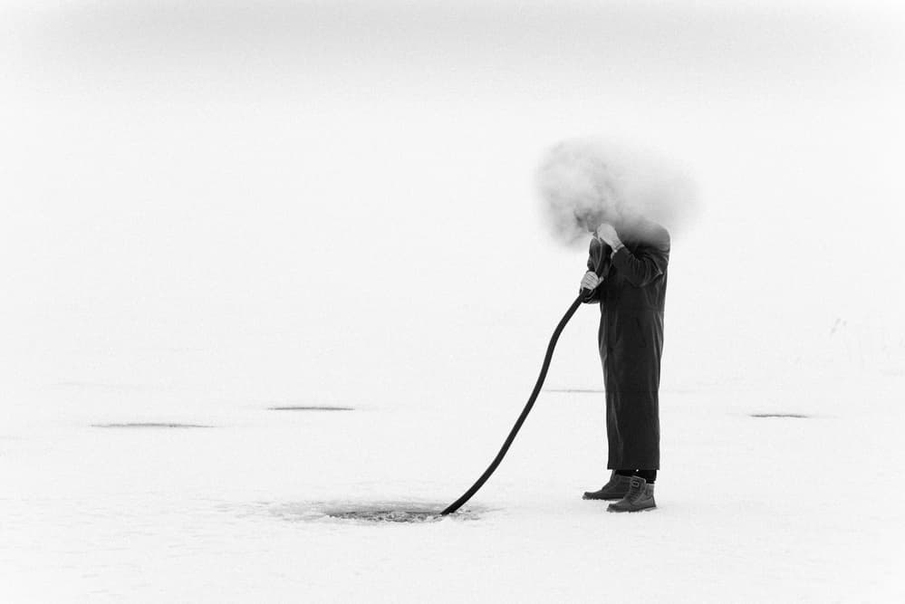 Smoking Head on Ice by Amir Bajrich — canvas wall art