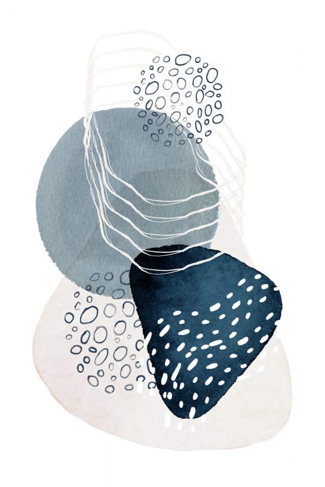 Organic Blue Abstract Shapes by Sally Ann Moss — canvas wall art