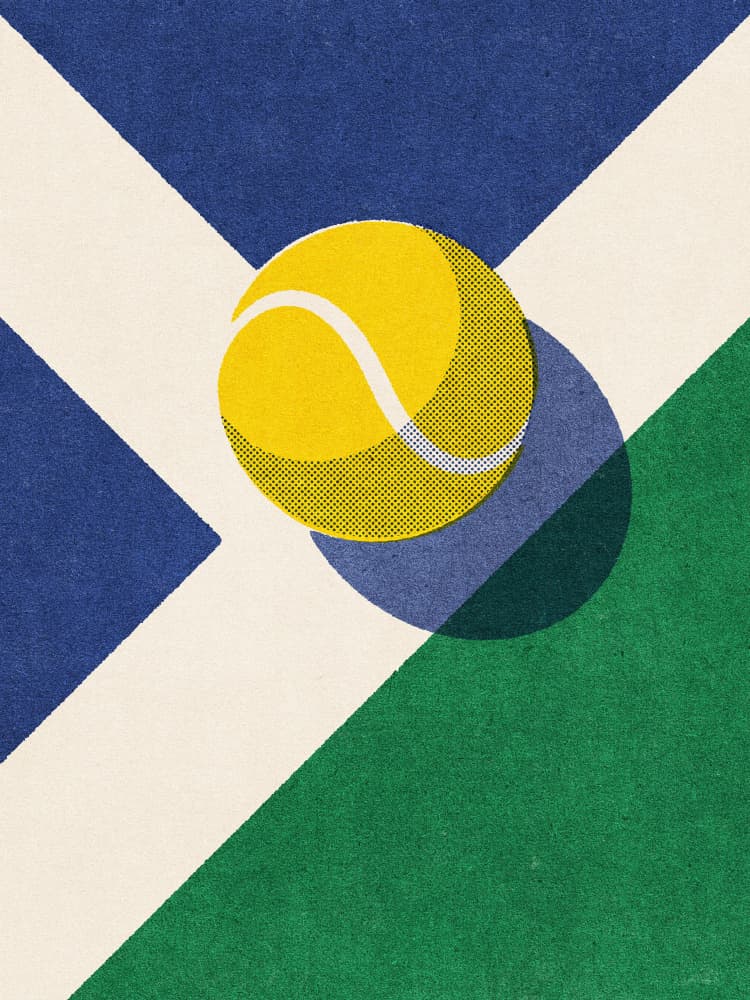 Tennis Ball On Court by Daniel Coulmann — canvas wall art