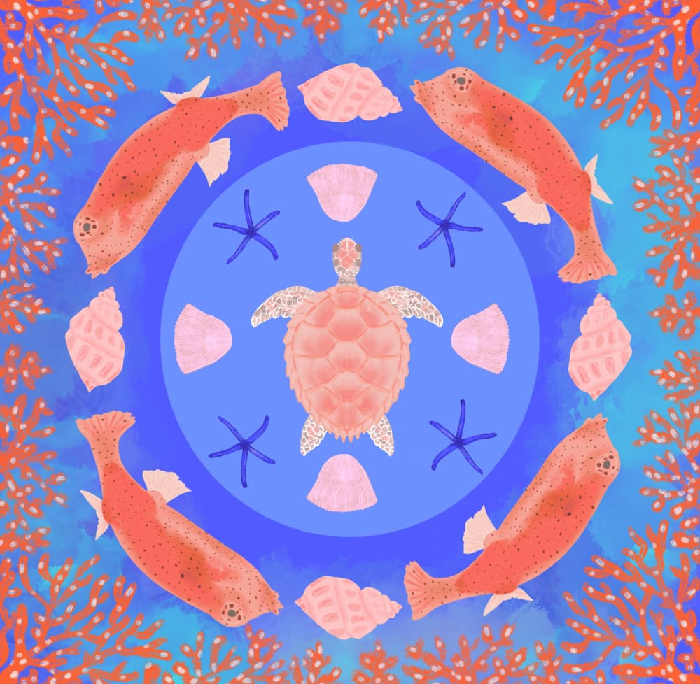 Vibrant Ocean Life Circle
