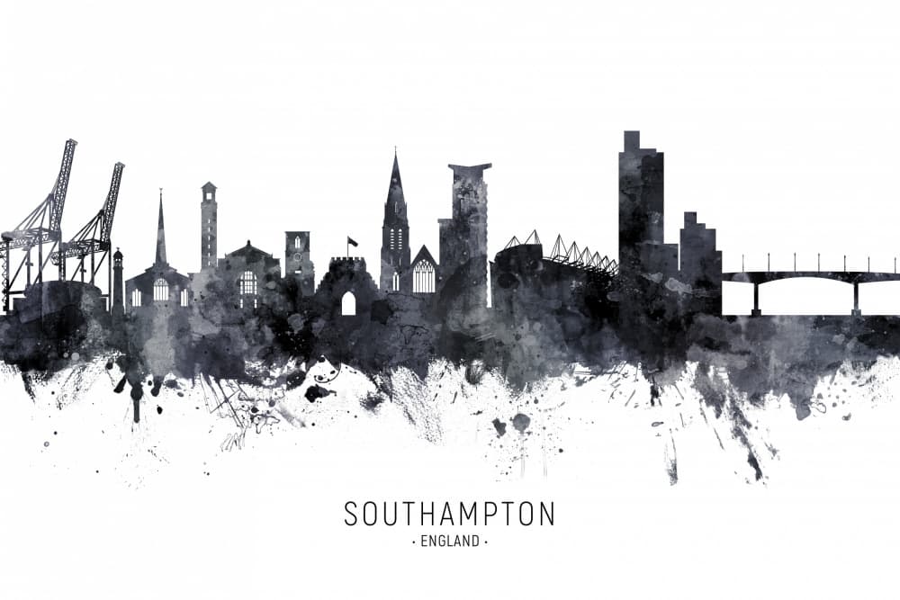 Southampton City Silhouette by Michael Tompsett — canvas wall art
