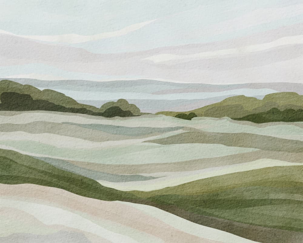 Rolling Pastel Landscape by Nikita Jariwala — canvas wall art