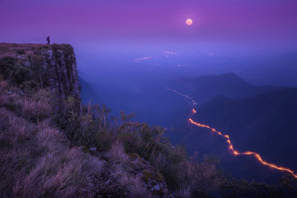 Solitary Moonlit Vista by Raphael Sombrio — canvas wall art