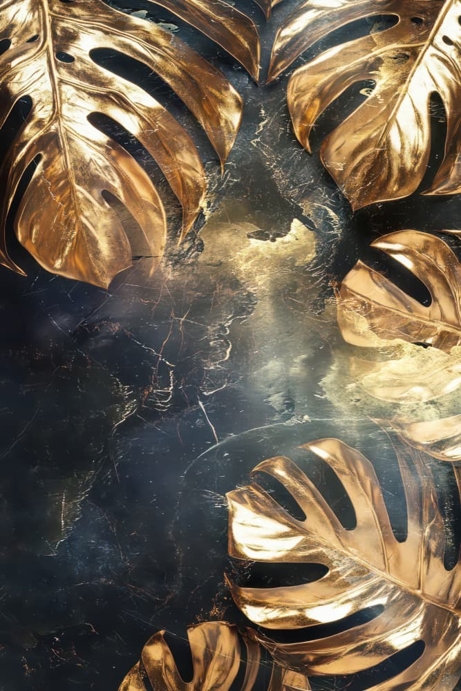 Luxurious Golden Monstera by Rafal Kulik — canvas wall art