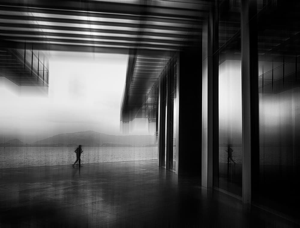 Lone Runner Reflection by Adolfo Urrutia — canvas wall art