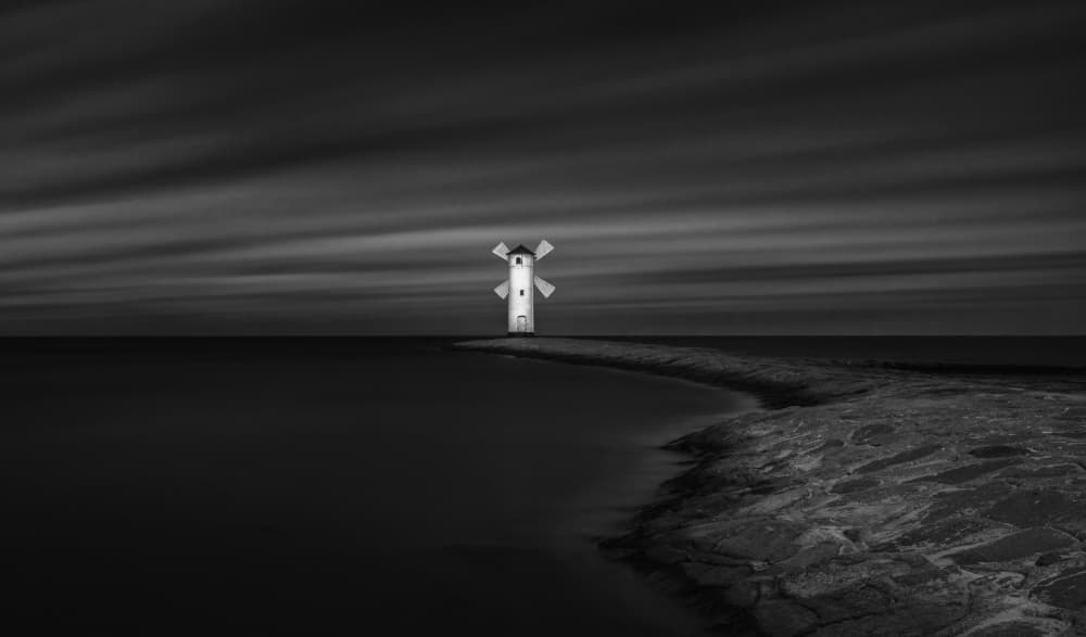 Serene Windmill Lighthouse by Ivo Mateju — canvas wall art