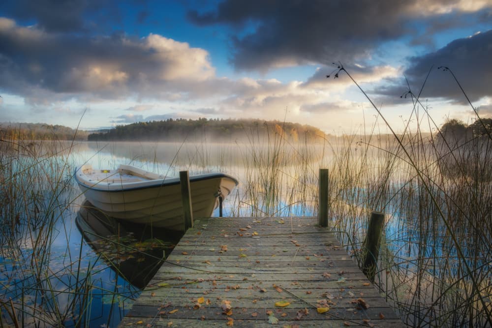 Misty Morning Lake by Benny Pettersson — canvas wall art