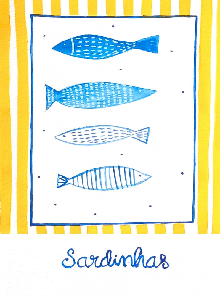 Portuguese Sardine Folk Art by Elizabeth C — canvas wall art
