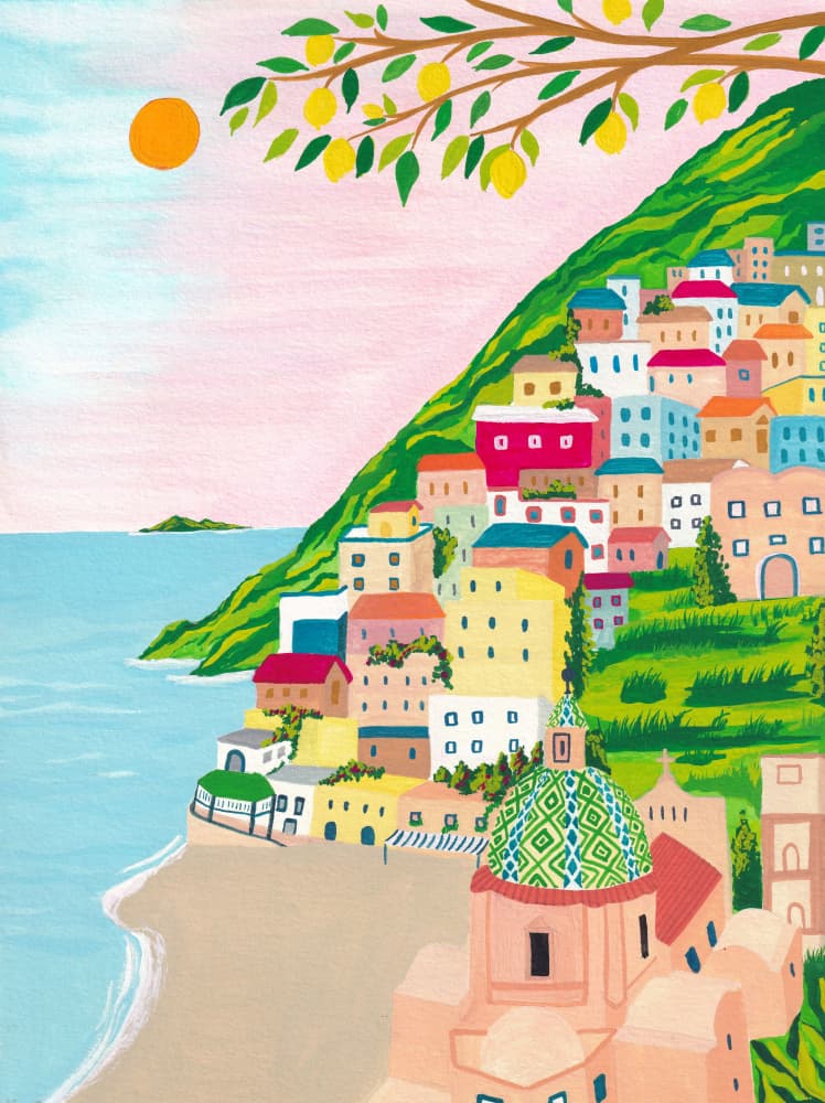 Lemons Over Positano by zarish chaudhry — canvas wall art