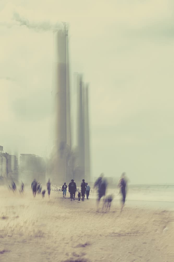 Blurred Industrial Beach by Sharon Levy — canvas wall art