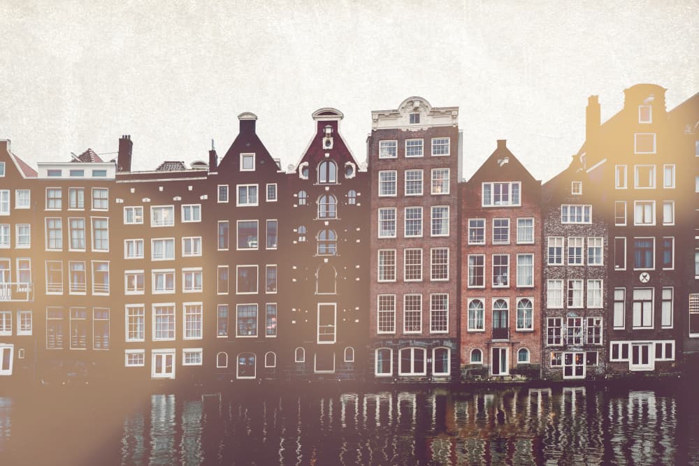 Amsterdam Canal Houses by Imaginative — canvas wall art
