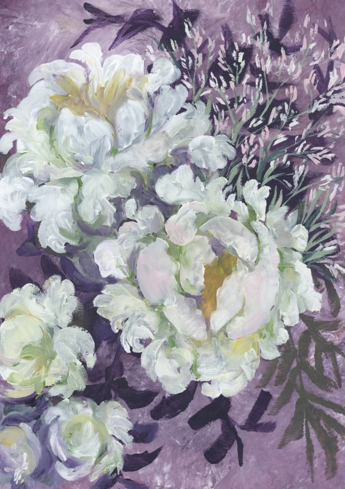 White Peonies Lavender by Rosana Laiz Blursbyai — canvas wall art