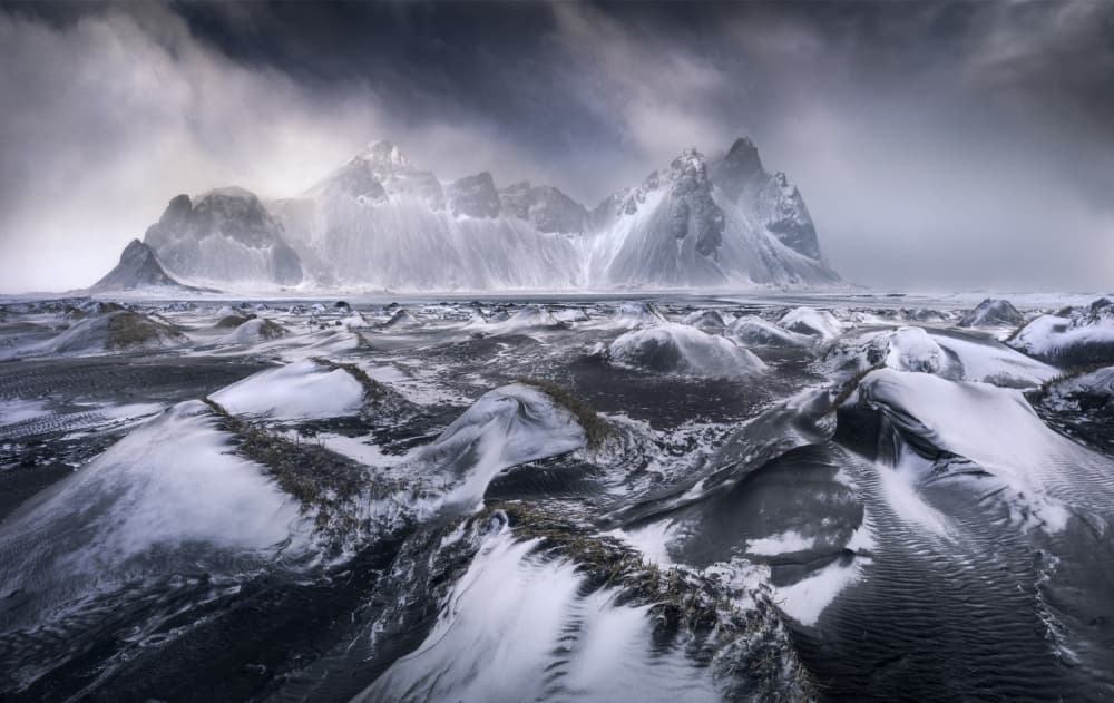 Black Sand Winter Storm by Karol Nienartowicz — canvas wall art