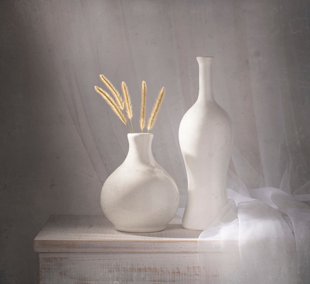 White Vases Soft Light by Margareth Perfoncio — canvas wall art