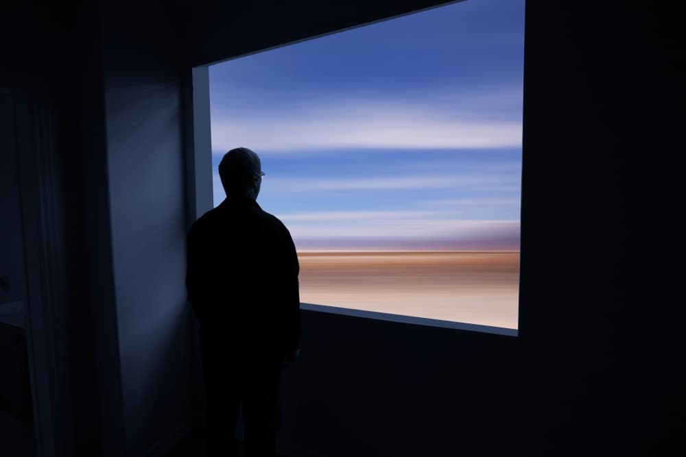 Man Views Abstract Horizon by Ron Jones — canvas wall art