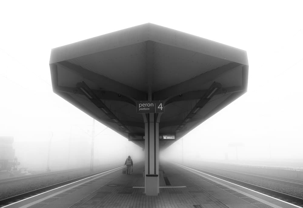 Lonely Train Platform by Anna Niemiec — canvas wall art