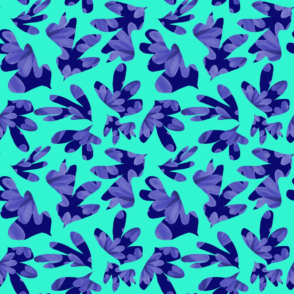 Aqua Purple Abstract Leaves by Michele Channell — canvas wall art