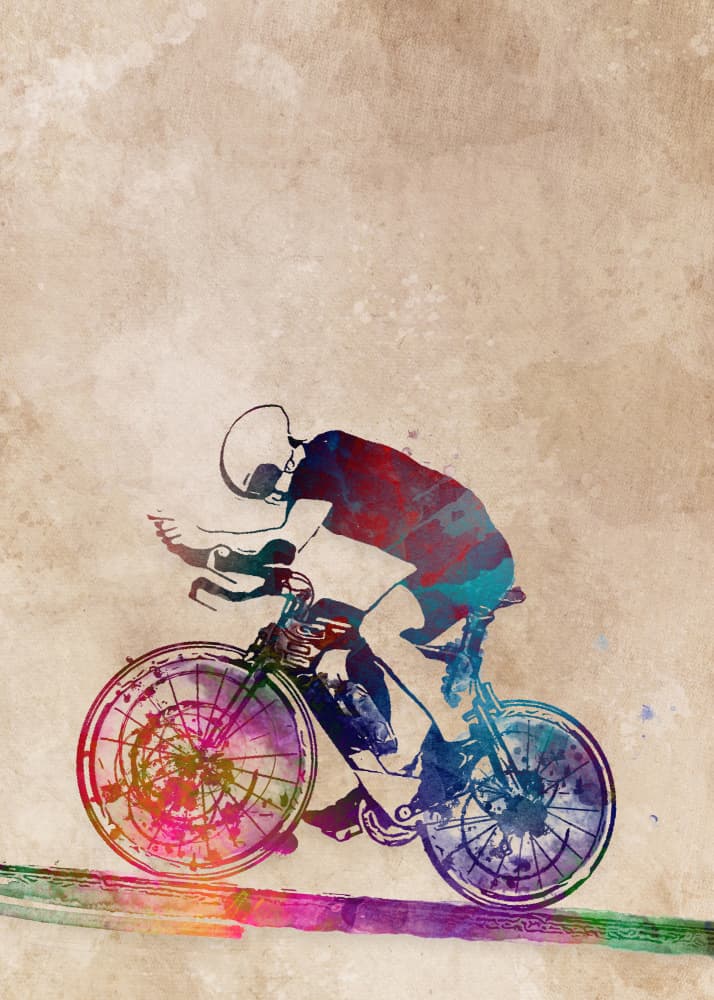 Vibrant Cyclist Motion by Justyna Jaszke — canvas wall art