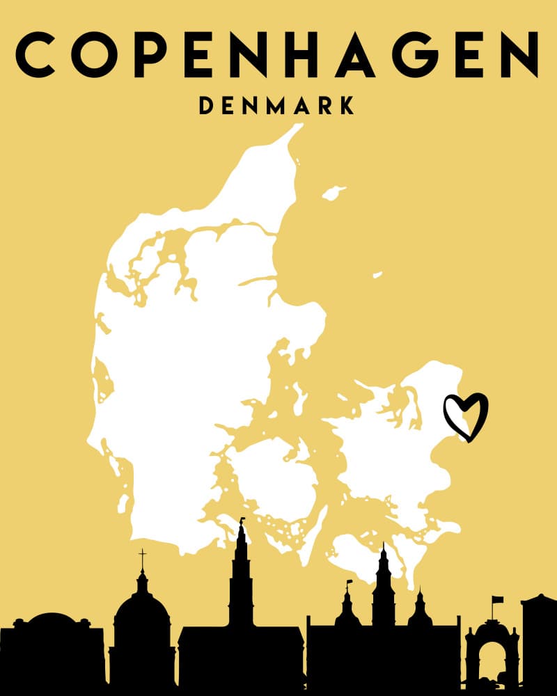 Copenhagen Denmark Love Map by Emiliano Deificus — canvas wall art