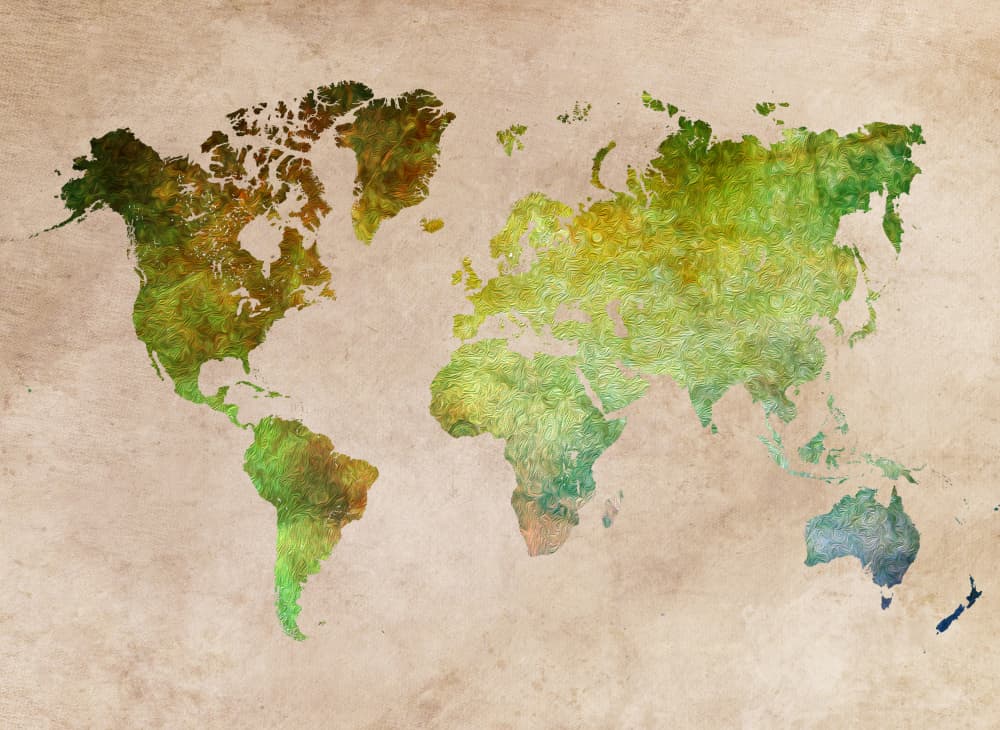 Textured World Map by Justyna Jaszke — canvas wall art