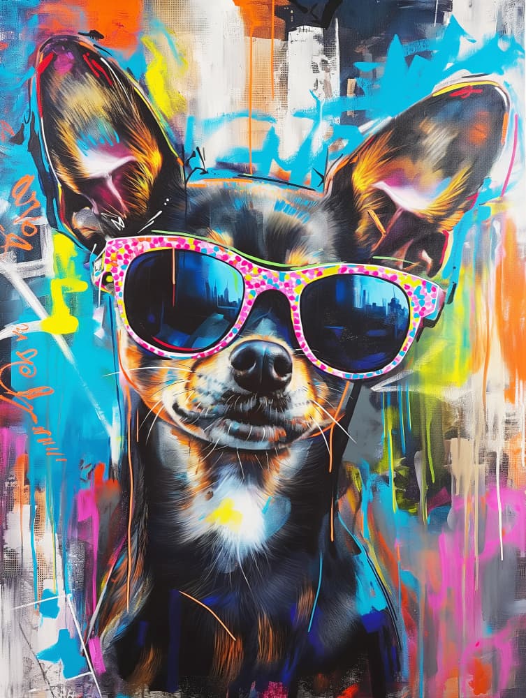Chihuahua in City Shades by SHANDU — canvas wall art