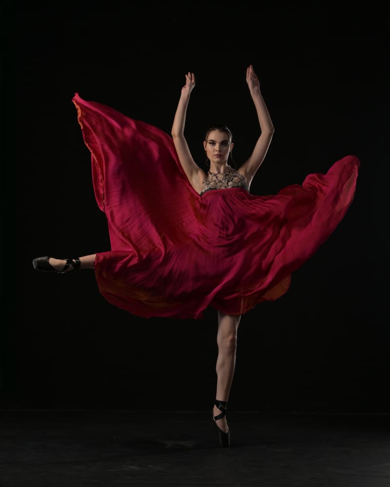 Dynamic Red Ballet Dancer by Ajar Setiadi — canvas wall art