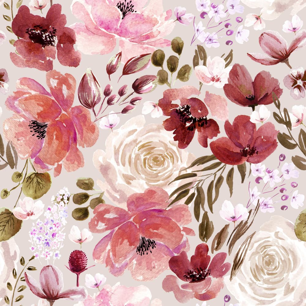 Floral Chaos Watercolor Pattern Light Red by Anis Illustration — canvas wall art