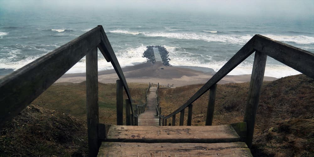 Coastal Staircase View by Leif Løndal — canvas wall art
