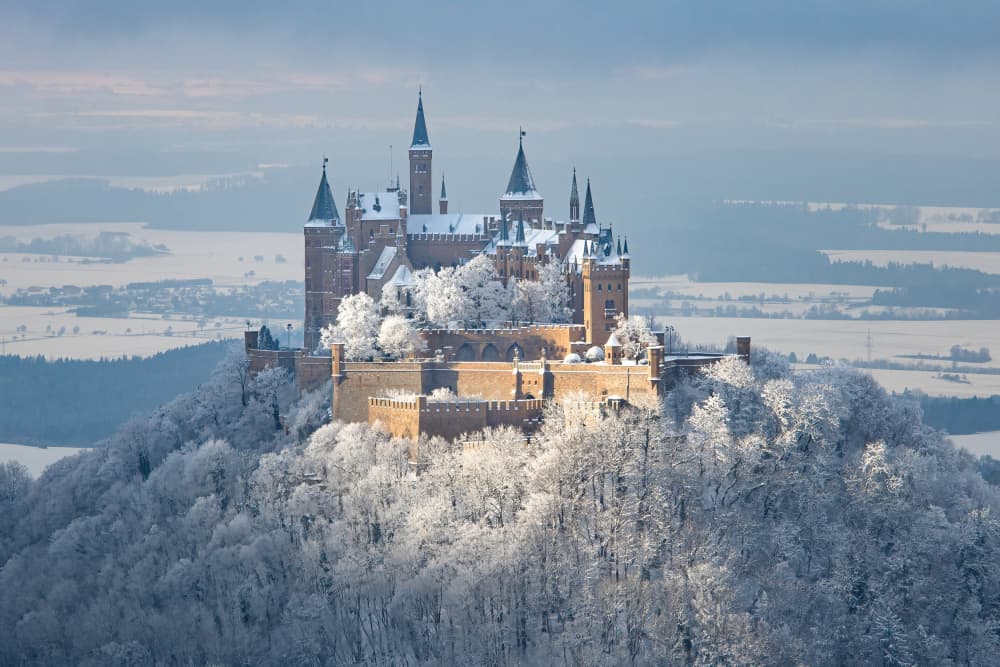 Snowy Mountain Castle by Ulrike Leinemann — canvas wall art