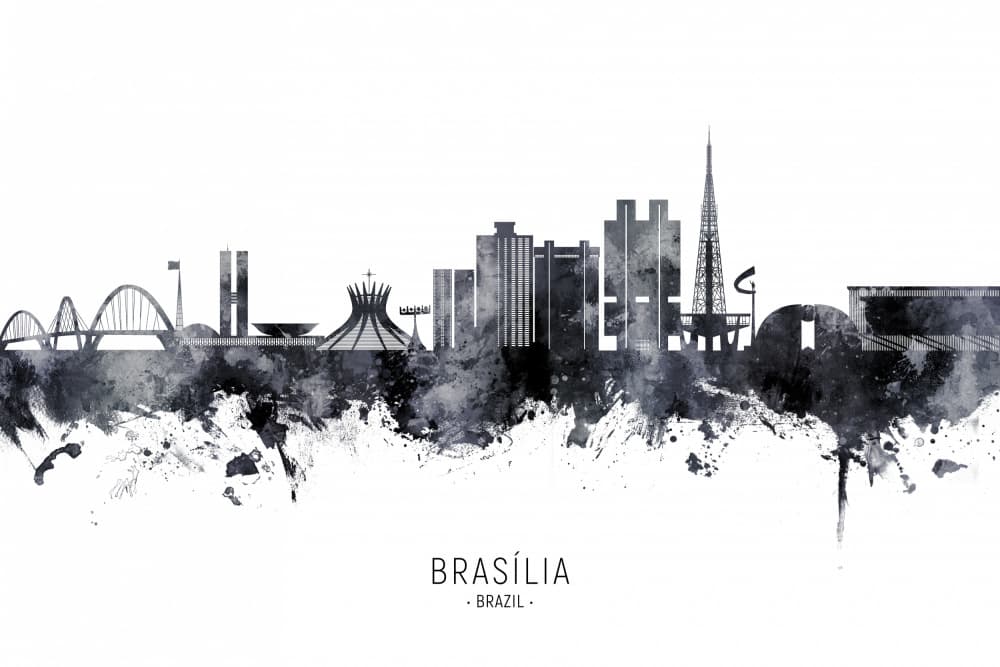 Brasilia Watercolor Skyline by Michael Tompsett — canvas wall art