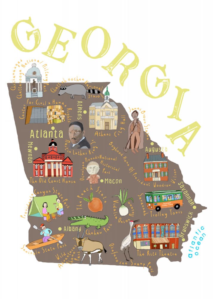 Explore Georgia Map by Carla Daly — canvas wall art