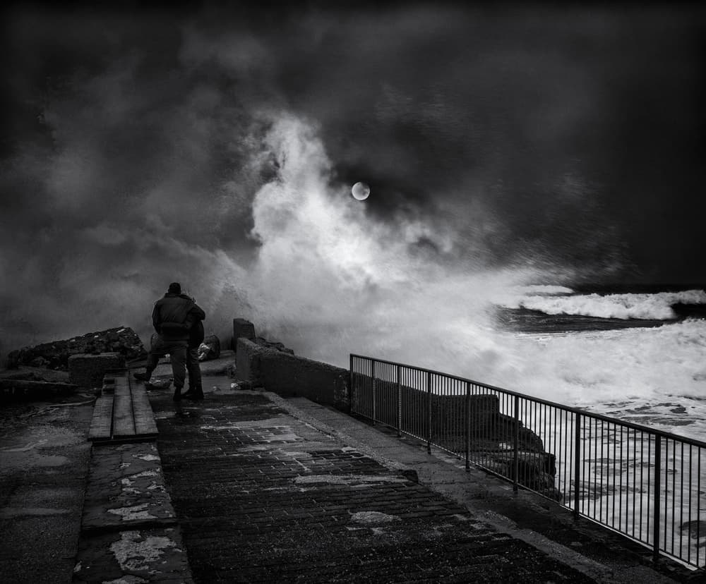 Lonely Man Stormy Sea by Yuri Shepelev — canvas wall art