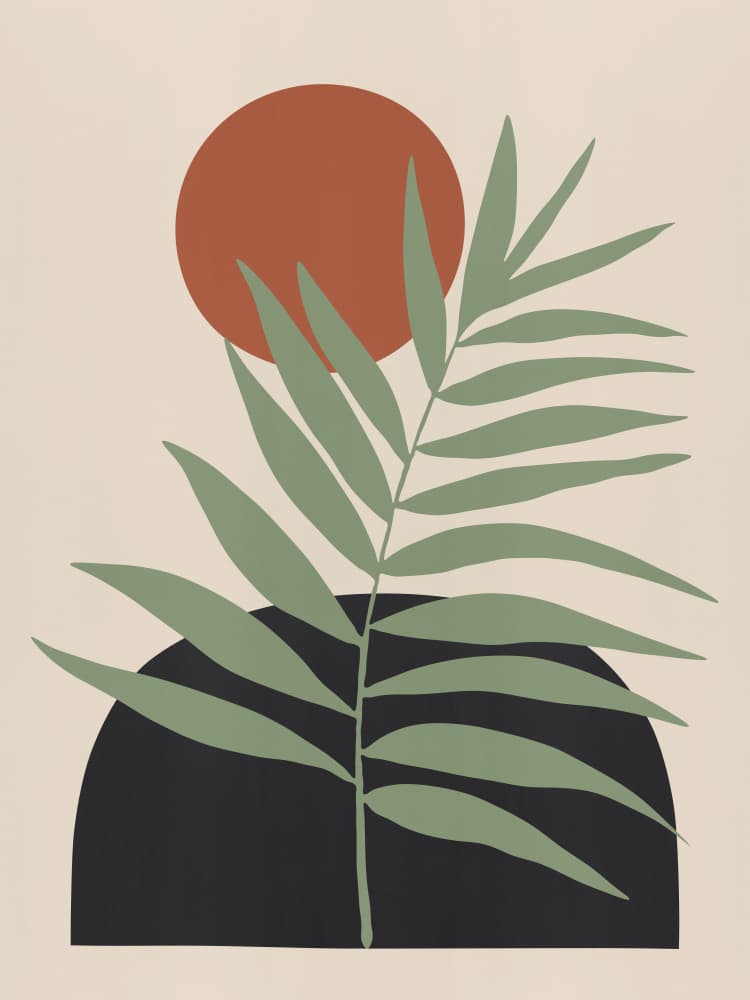 Terracotta Sun Palm Leaf by Vitor Costa — canvas wall art