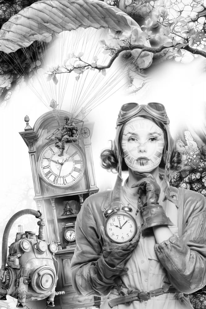 Steampunk Aviator and Clocks by Rafal Kulik — canvas wall art
