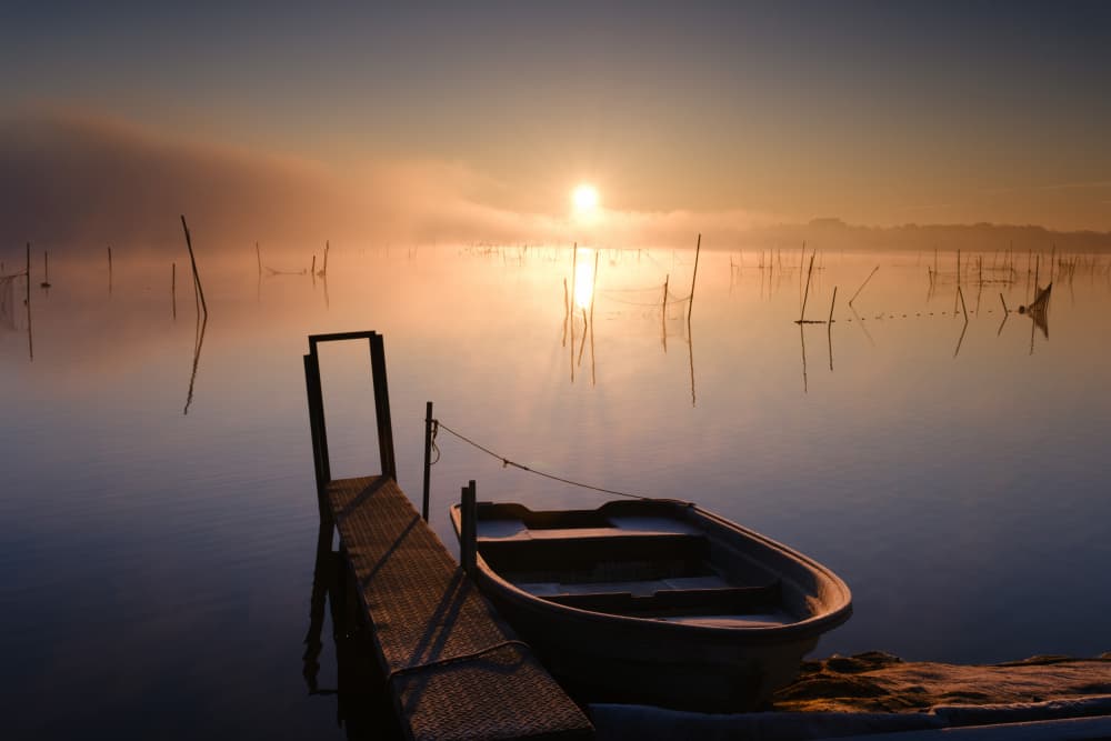 Golden Lake Sunrise by Blues_Walker — canvas wall art