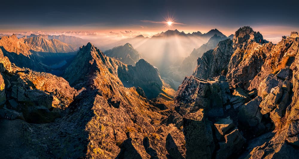 Golden Mountain Peaks by Karol Nienartowicz — canvas wall art