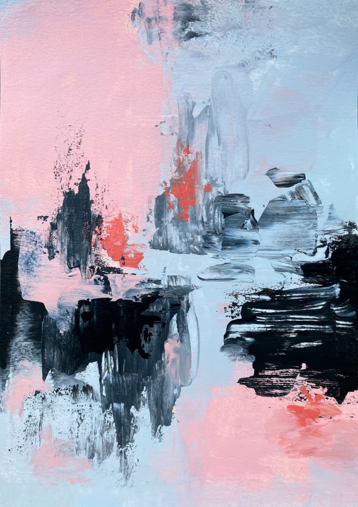 Dynamic Coral Blue Abstract by Alyson Storms — canvas wall art