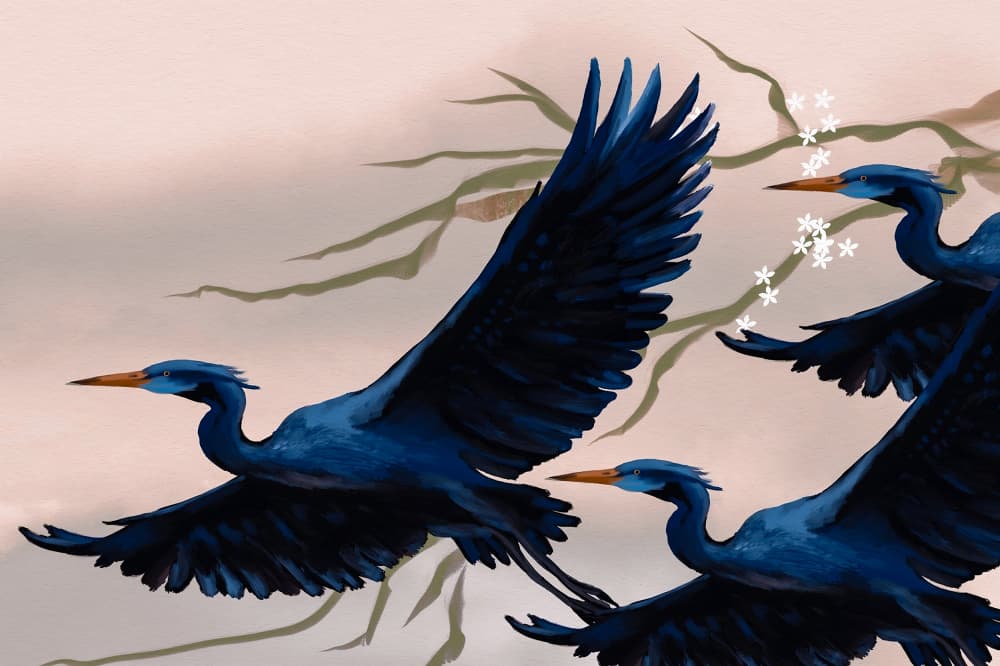 Flying Blue Birds by Josie George — canvas wall art