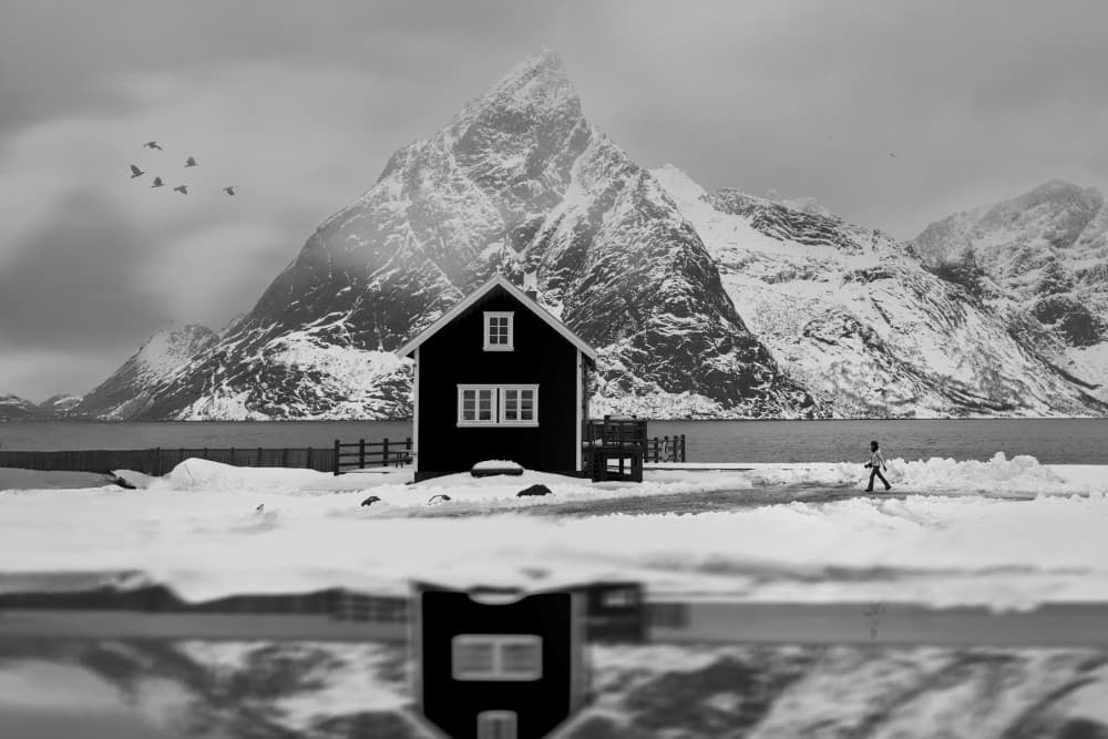 Black House Winter Landscape by Kai Dan — canvas wall art