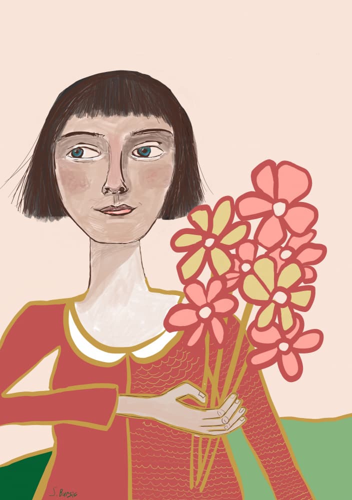 Woman with Flowers by Sharyn Bursic — canvas wall art