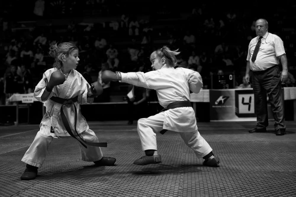 Intense Karate Sparring by Marcel Rebro — canvas wall art